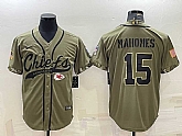 Men's Kansas City Chiefs #15 Patrick Mahomes 2022 Olive Salute to Service Cool Base Stitched Baseball Jersey,baseball caps,new era cap wholesale,wholesale hats